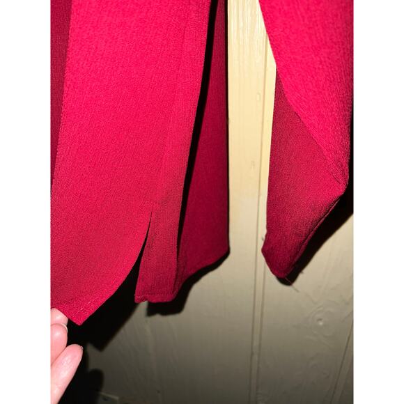 1X Red CARDIGAN Button Front Textured Stretch Poly Crepe 18W 20W Dialogue QVC - Picture 6 of 9